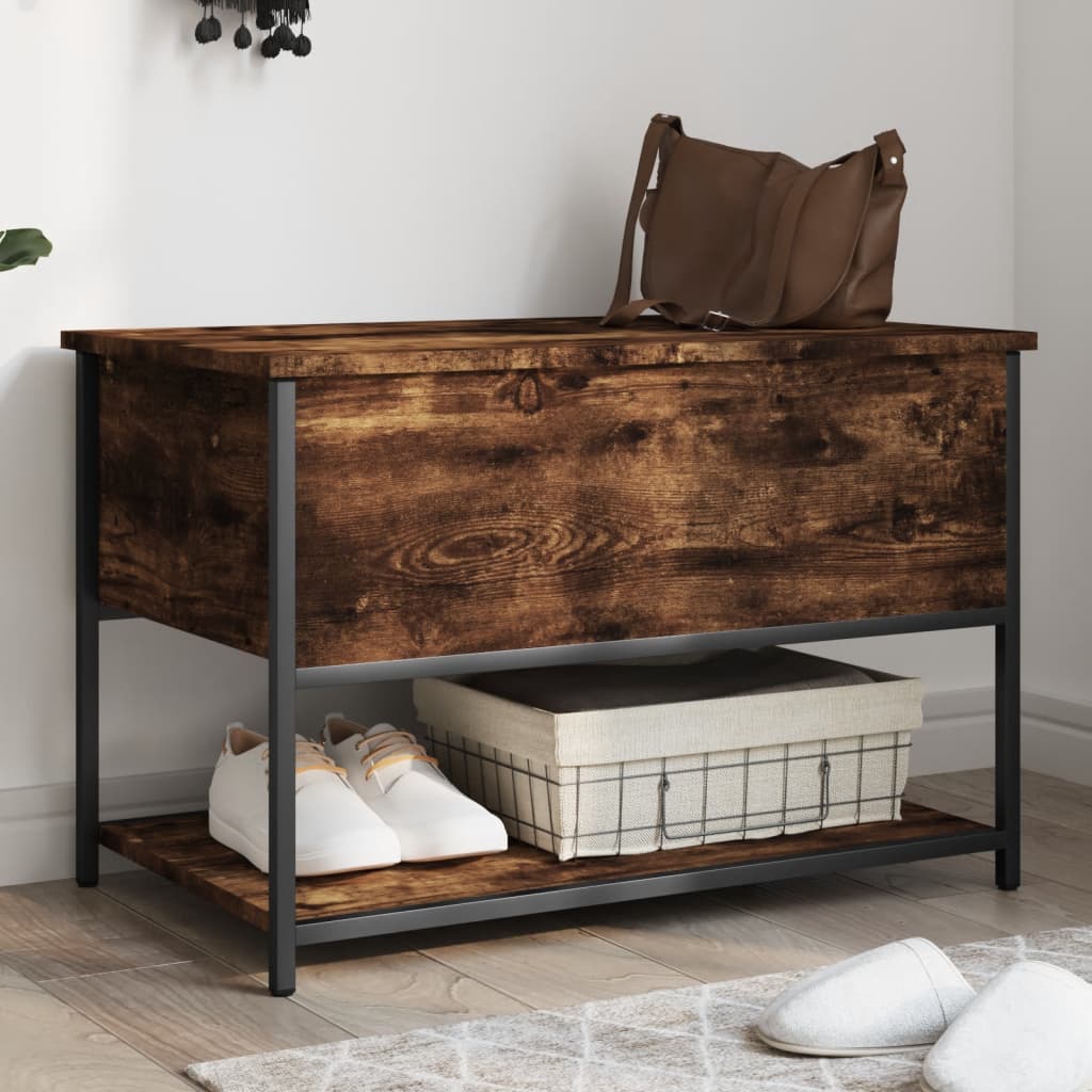vidaXL Storage Bench Smoked Oak 27.6''x16.7''x18.5'' Engineered Wood