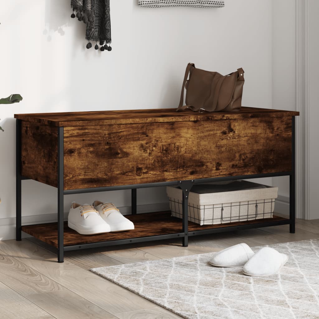 vidaXL Storage Bench Smoked Oak 39.4''x16.7''x18.5'' Engineered Wood