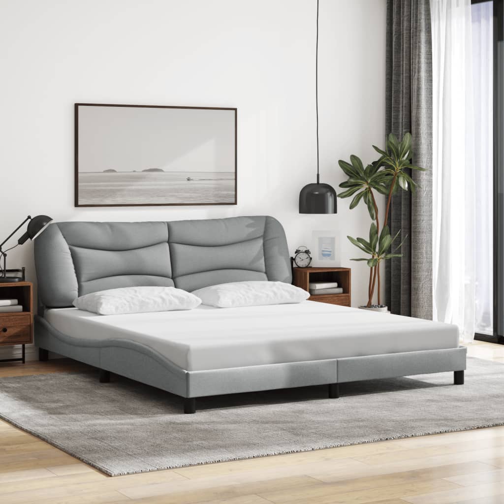 vidaXL Bed Frame with Headboard Light Gray 72x83.9 California King Fabric