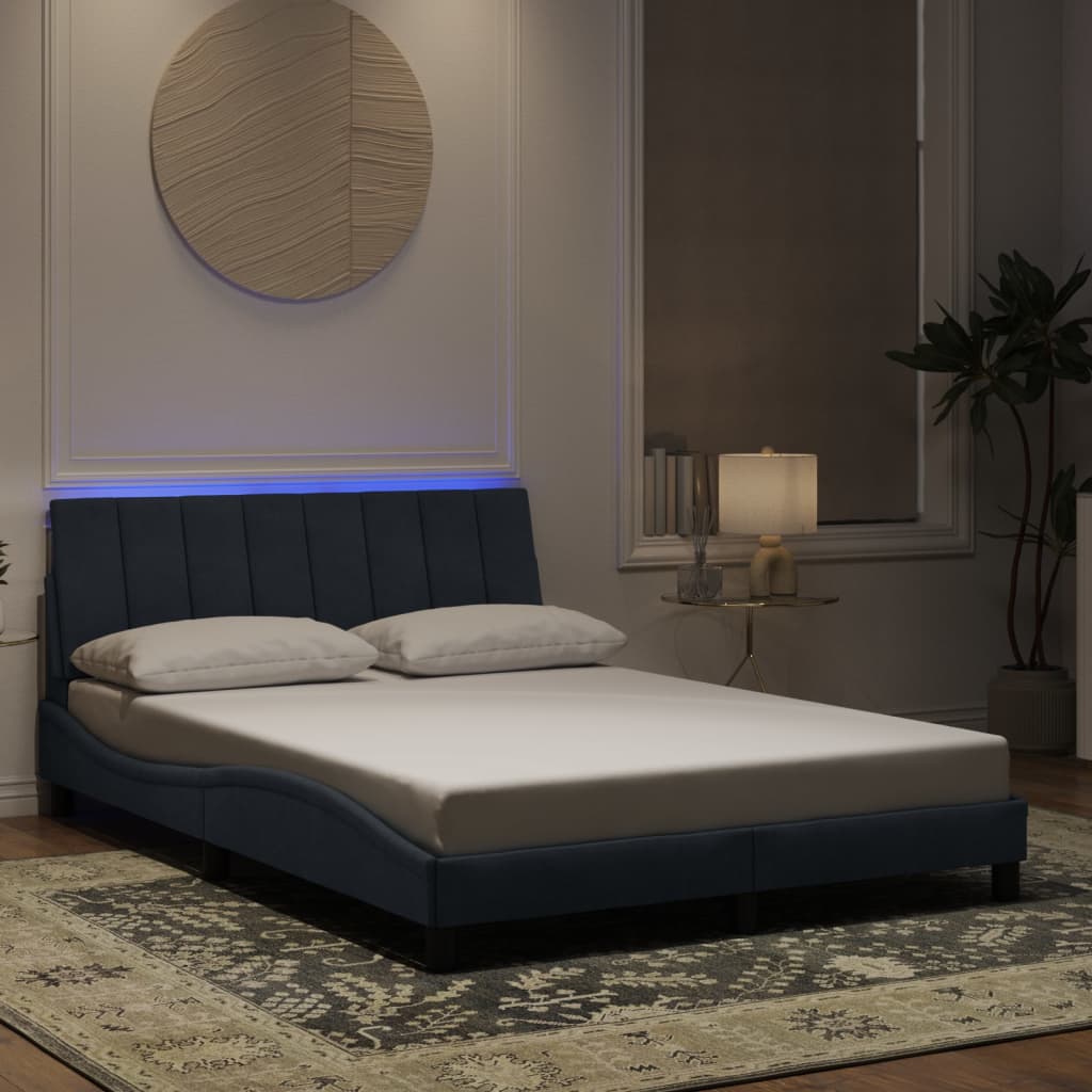 vidaXL Bed Frame with LED Lights Dark Gray 53.9x74.8 Full Velvet