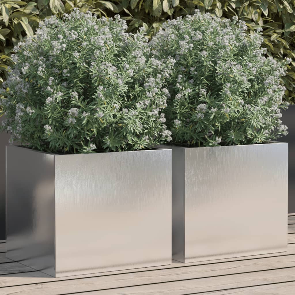 vidaXL Planters 2 pcs Silver 12.6x11.8x11.4 Stainless Steel