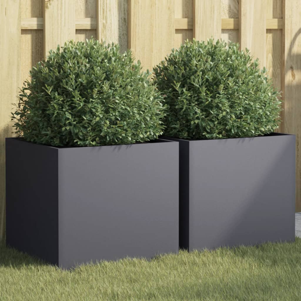vidaXL Planters 2 pcs Anthracite 16.5x15.7x15.4 Cold-rolled Steel