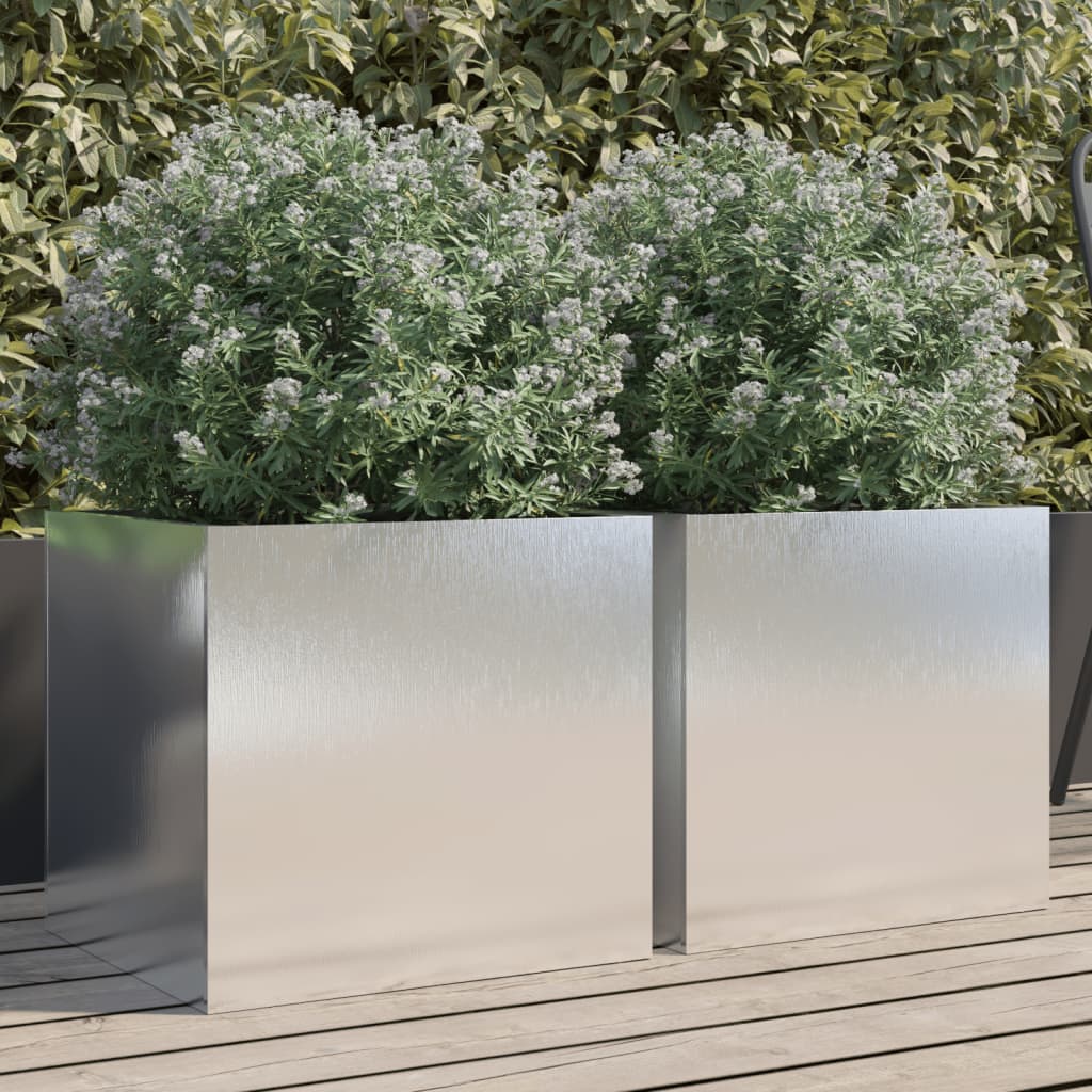 vidaXL Planters 2 pcs Silver 16.5x15.7x15.4 Stainless Steel