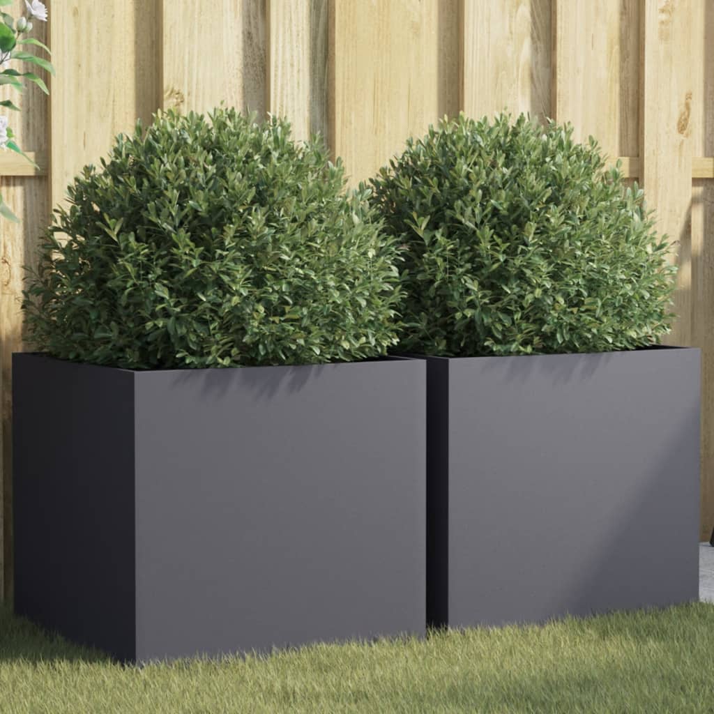 vidaXL Planters 2 pcs Anthracite 19.3x18.5x18.1 Cold-rolled Steel