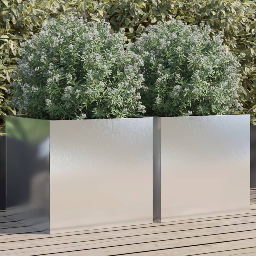 vidaXL Planters 2 pcs Silver 19.3x18.5x18.1 Stainless Steel