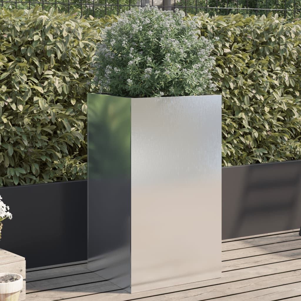 vidaXL Planter Silver 16.5x15x29.5 Stainless Steel