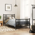 vidaXL Metal Bed Frame with Headboard and Footboard Black 39.4x78.7