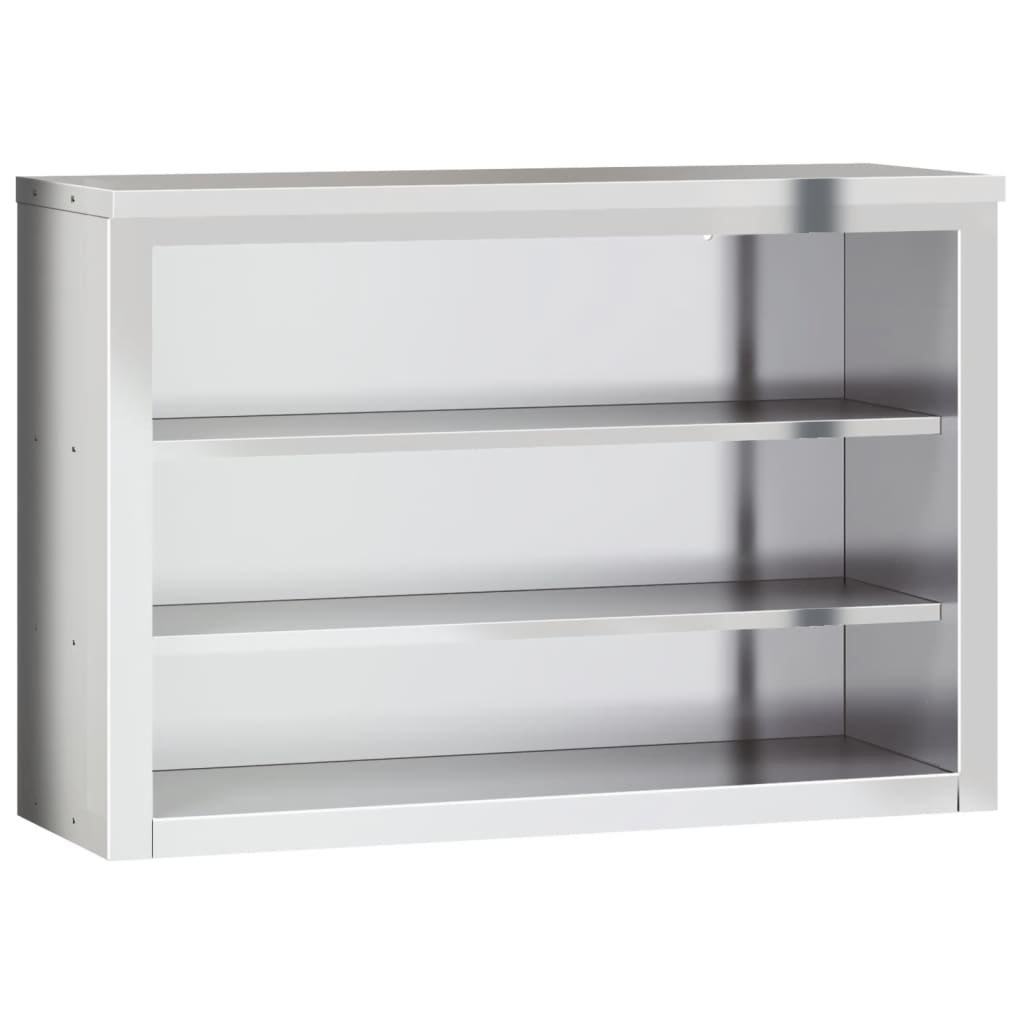 vidaXL Stainless Steel Kitchen Wall Cabinet with Shelves - 43.3&quot;&quot;x15.7&quot;&quot;x29.5&quot;&quot; for Commercial Restaurant/Bar Storage, Silver, 176.4lb Cap, 376447