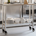 vidaXL Kitchen Work Table with Wheels 43.3x11.8x33.5 Stainless Steel