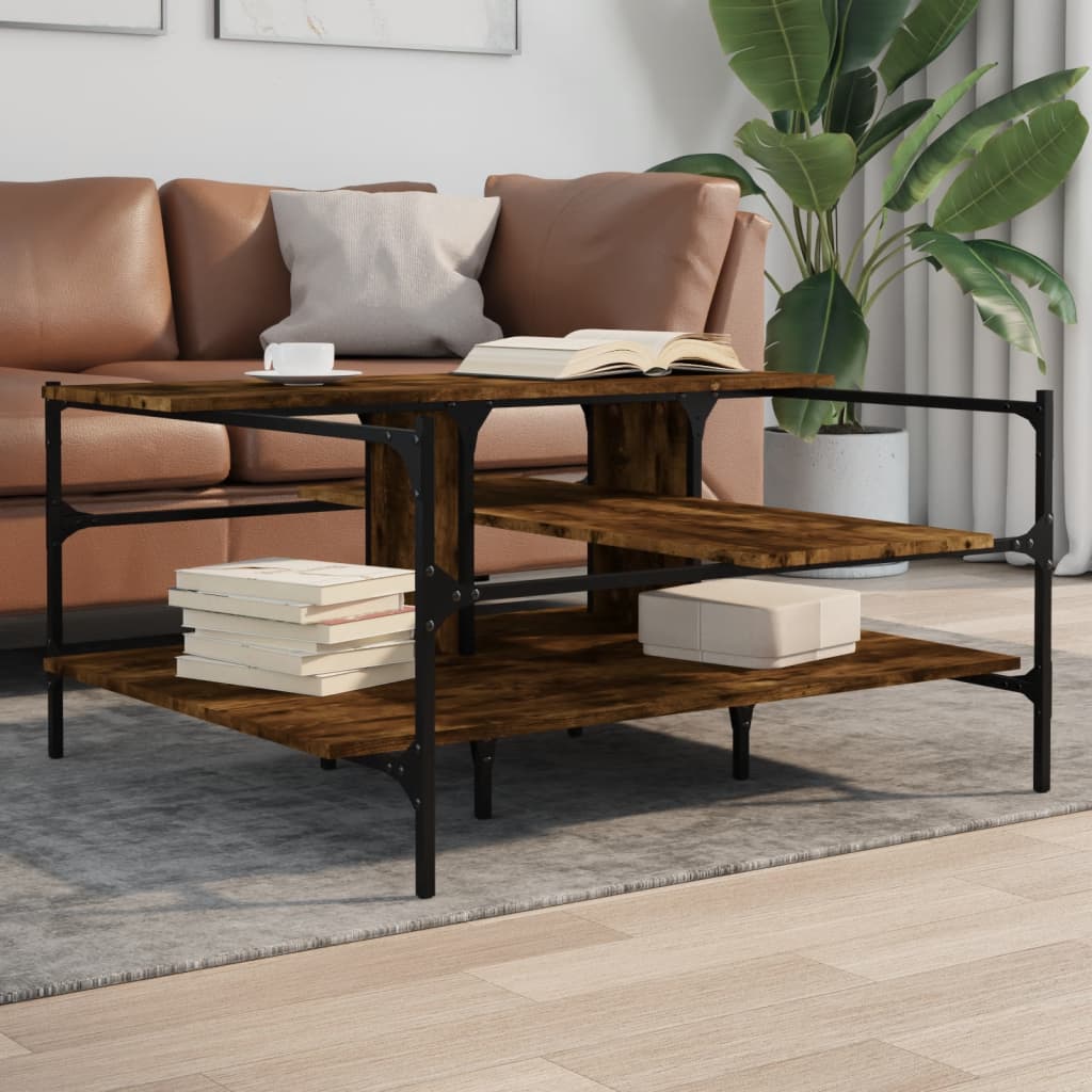 vidaXL Coffee Table Smoked Oak 39.4x39.4x19.1 EngineeredWood