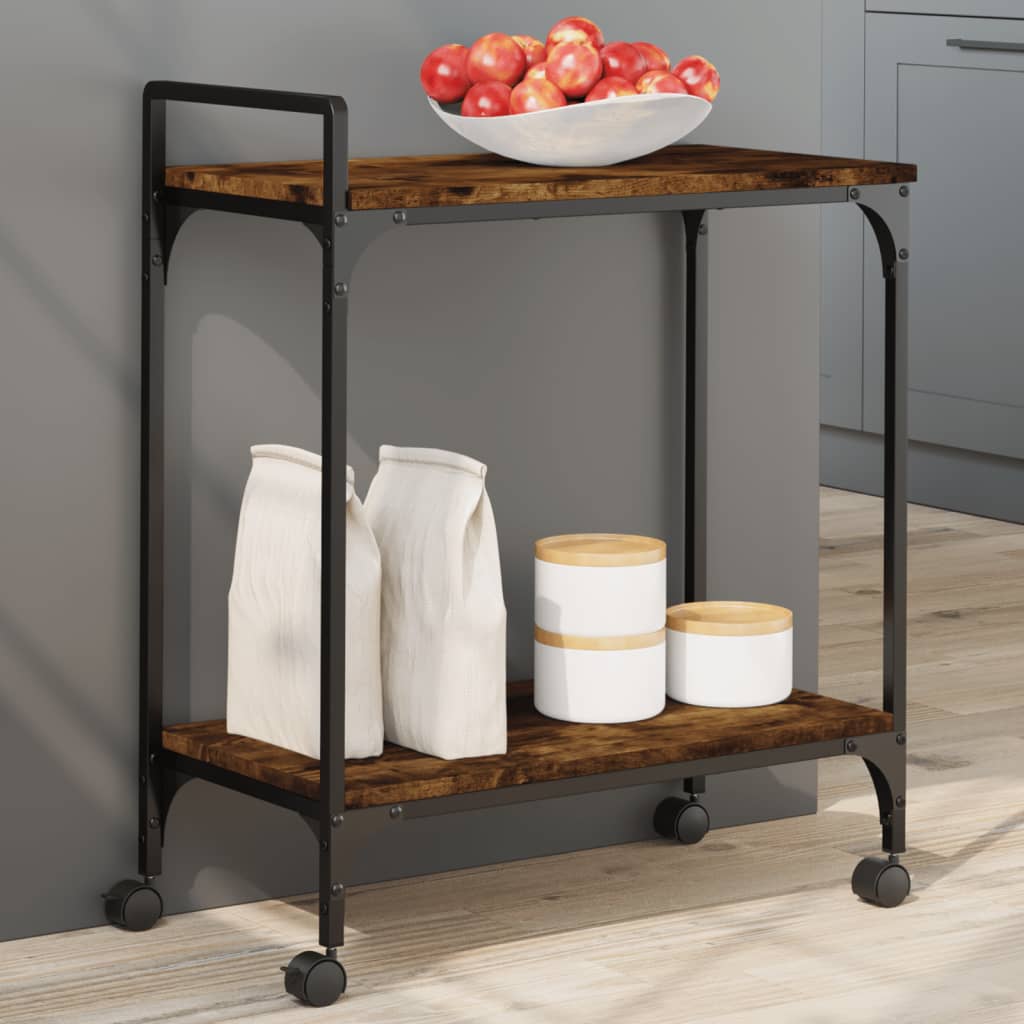 vidaXL Kitchen Trolley Smoked Oak 23.8x12.2x28.5 Engineered Wood