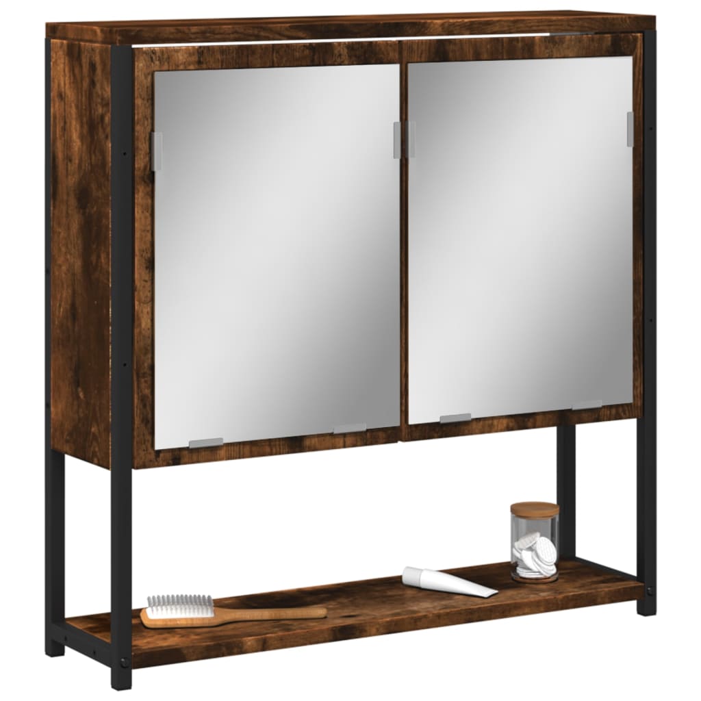 vidaXL Bathroom Mirror Cabinet Smoked Oak 23.6x6.3x23.6 Engineered Wood
