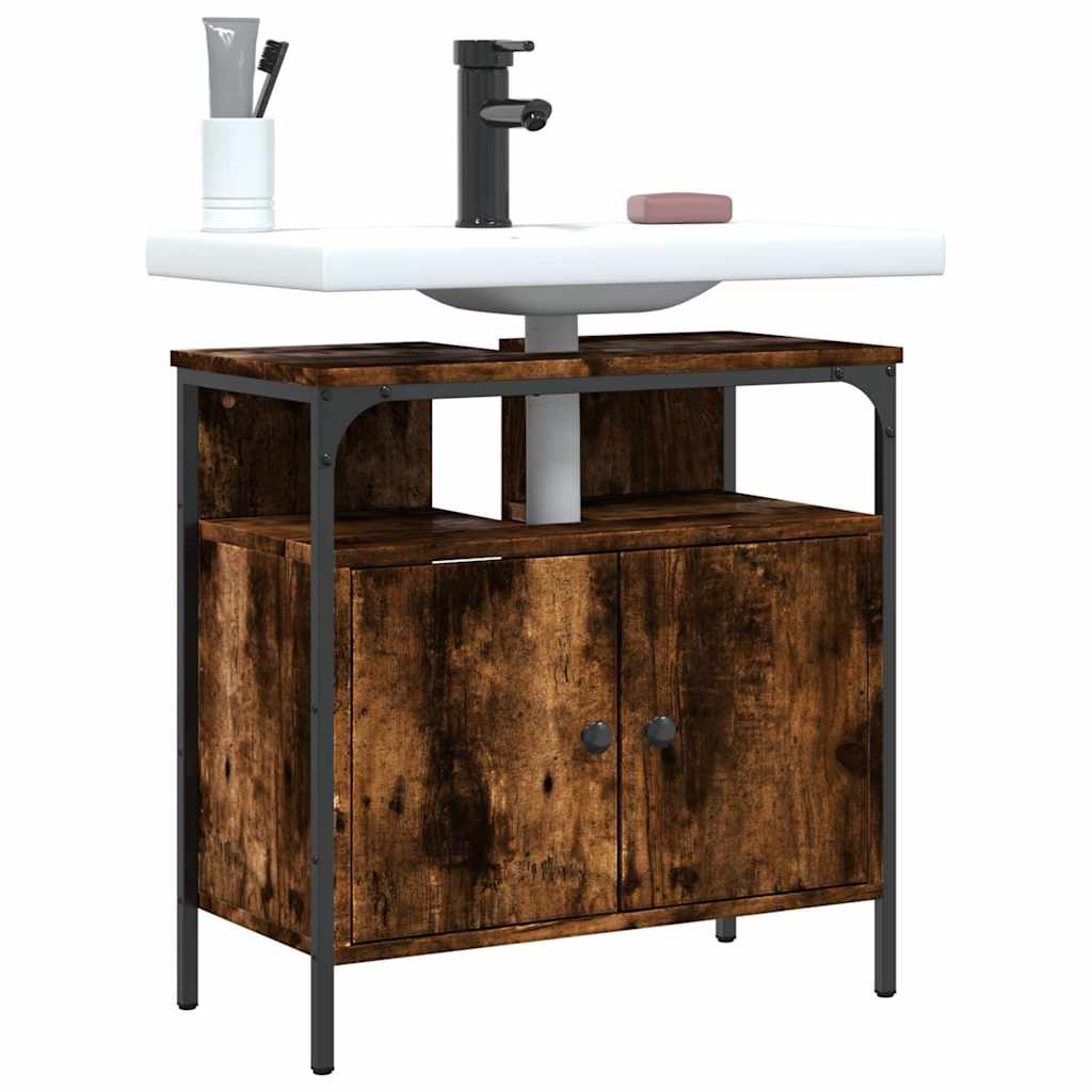 vidaXL Bathroom Sink Cabinet Smoked Oak 23.6x11.8x23.6 Engineered Wood