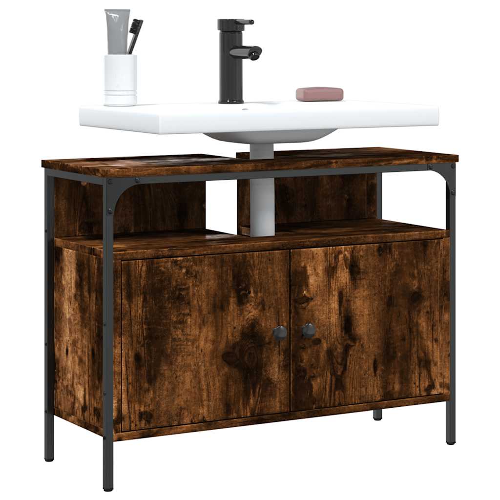 vidaXL Bathroom Sink Cabinet Smoked Oak 31.5x11.8x23.6 Engineered Wood