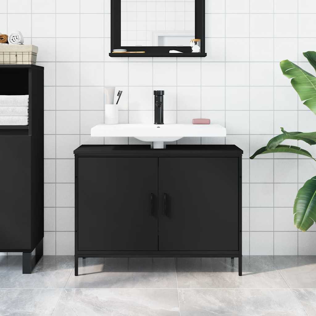 vidaXL Bathroom Sink Cabinet Black 31.5x11.8x23.6 Engineered Wood
