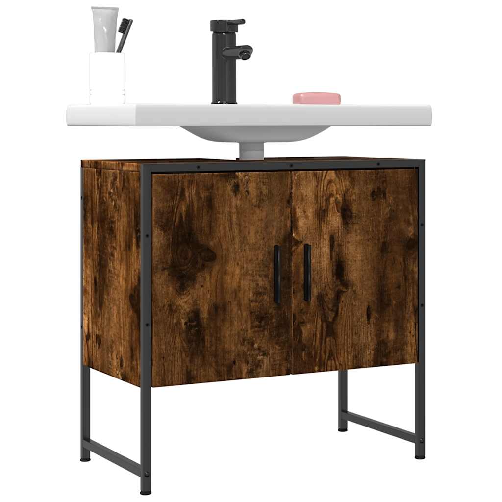 vidaXL Bathroom Sink Cabinet Smoked Oak 23.6x13x23.6 Engineered Wood