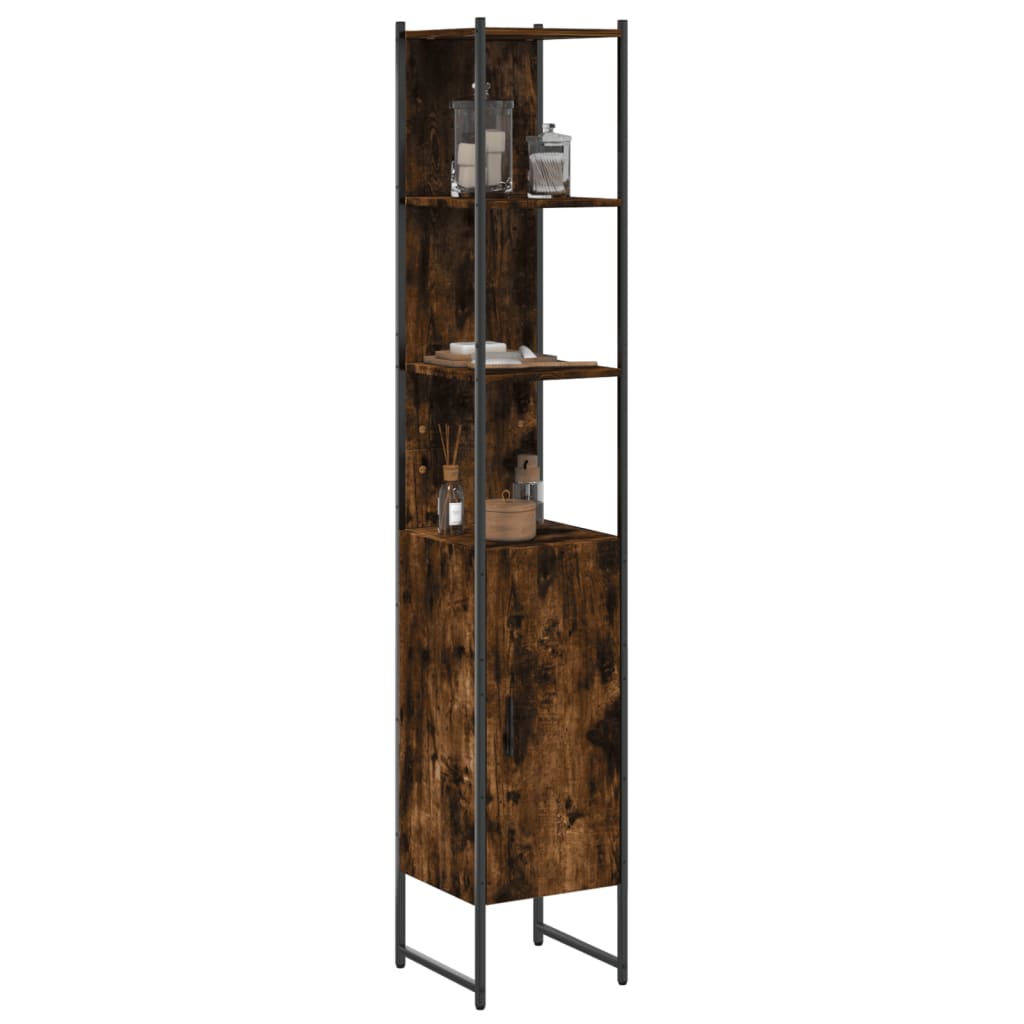 vidaXL Bathroom Cabinet Smoked Oak 13x13x73 Engineered Wood