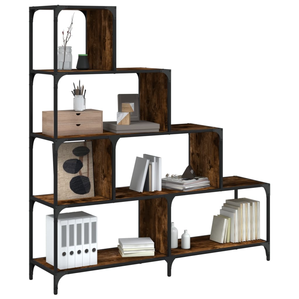 vidaXL Bookcase 4-Stair Smoked Oak 54.7x13.2x58.7 Engineered Wood