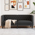 vidaXL Chesterfield Sofa 2Seater Black Faux Leather