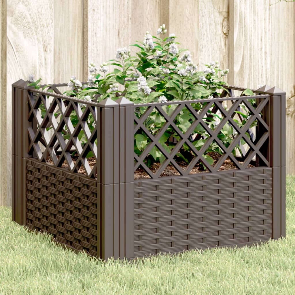 vidaXL Garden Planter with Pegs Brown 17.1x17.1x17.1 PP