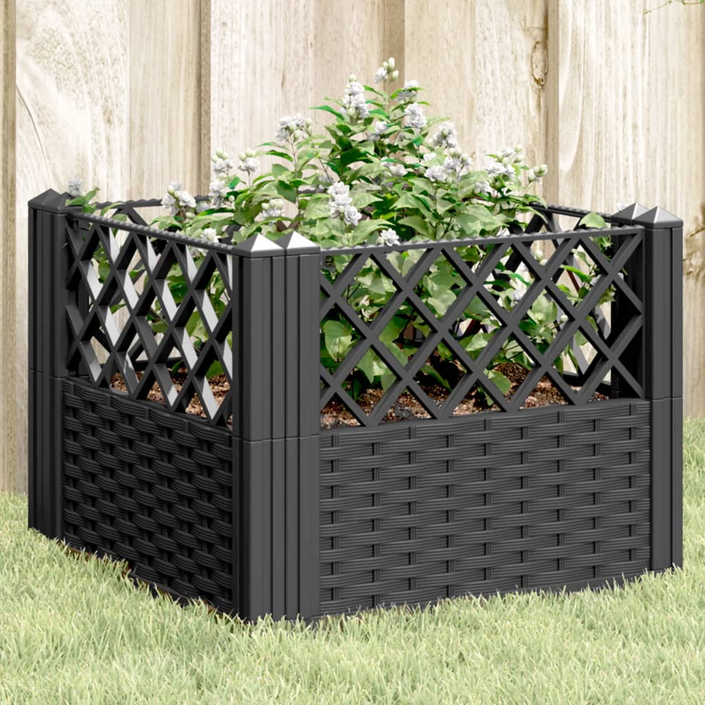 vidaXL Garden Planter with Pegs Black 17.1x17.1x17.1 PP