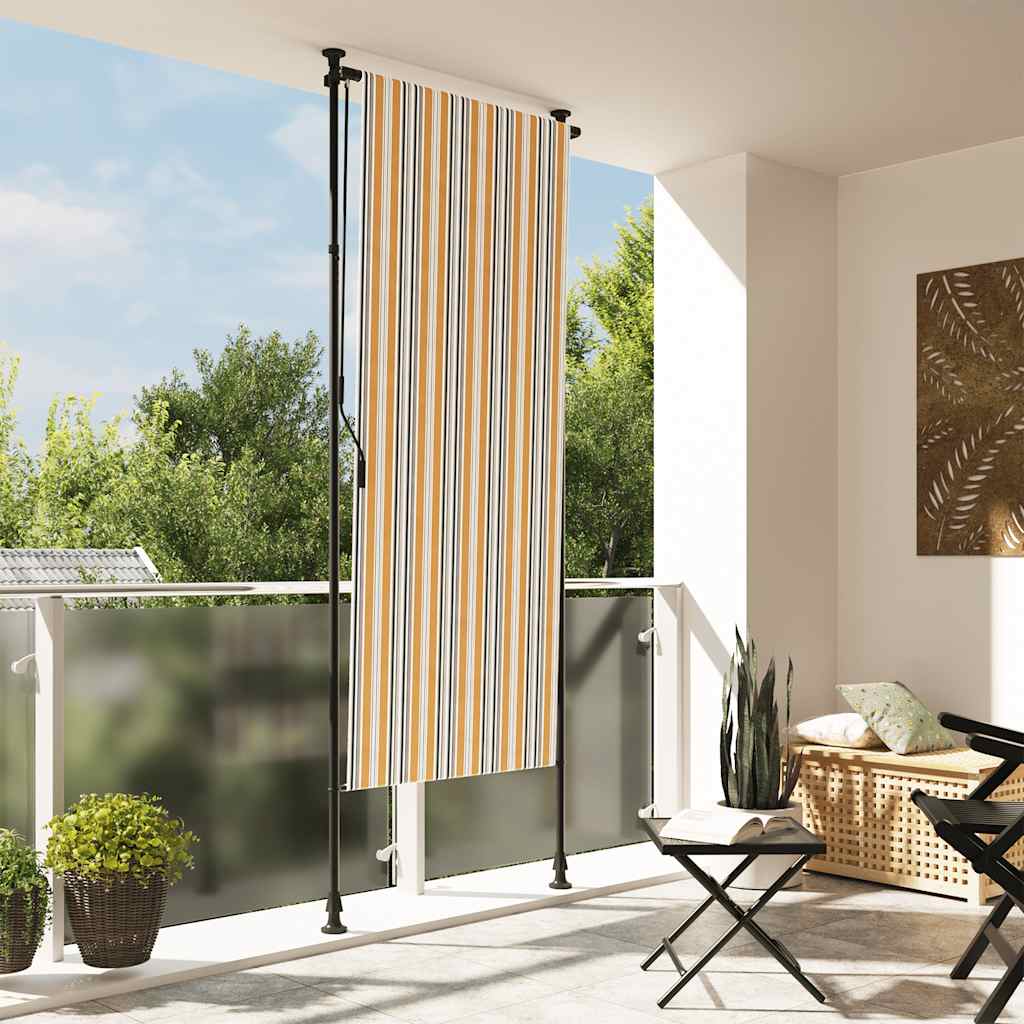 vidaXL Outdoor Roller Blind Yellow and White 47.2x106.3 Fabric&Steel