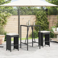 vidaXL Patio Bar Stools with Cushions 2 pcs Black Poly Rattan