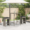 vidaXL Patio Bar Stools with Cushions 2 pcs Gray Poly Rattan