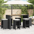 vidaXL Patio Bar Stools with Cushions 6 pcs Black Poly Rattan