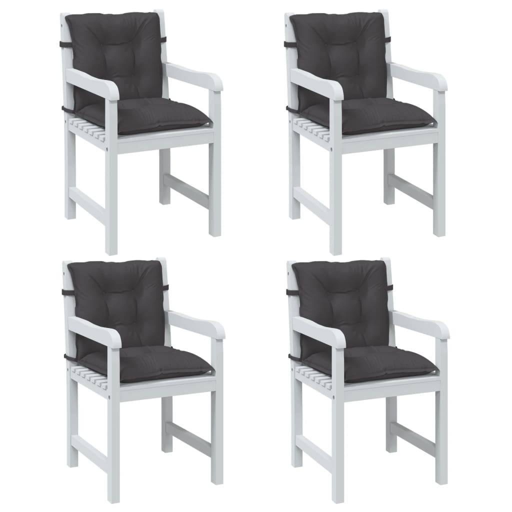Vidaxl Lowback Chair Cushions 4 Pcs Melange Anthracite 39.4X19.7X2.8 Fabric