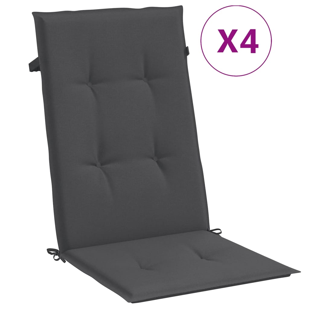 vidaXL Highback Chair Cushions 4 pcs Melange Anthracite 47.2x19.7x1.6 Fabric