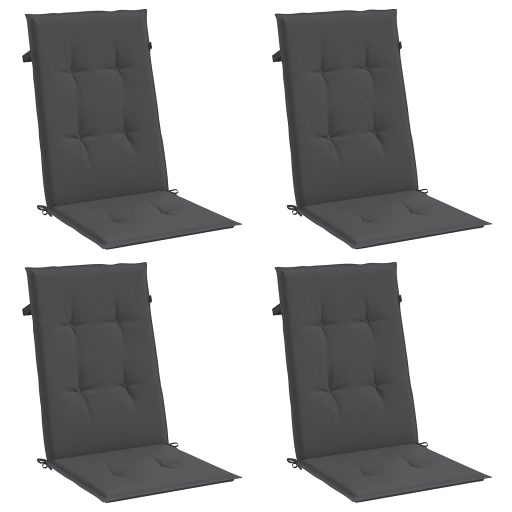 vidaXL Highback Chair Cushions 4 pcs Melange Anthracite 47.2x19.7x1.6 Fabric