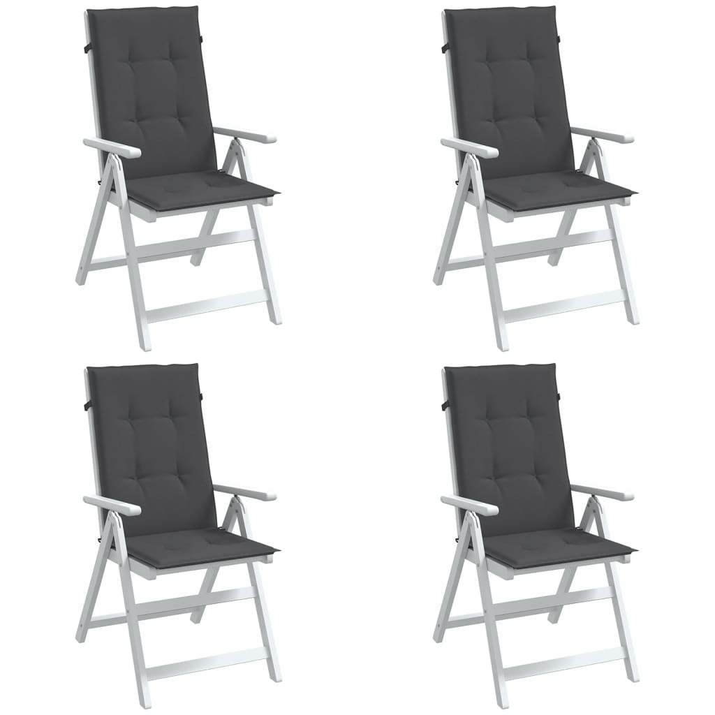 vidaXL Highback Chair Cushions 4 pcs Melange Anthracite 47.2x19.7x1.6 Fabric