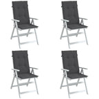 vidaXL Highback Chair Cushions 4 pcs Melange Anthracite 47.2x19.7x1.6 Fabric