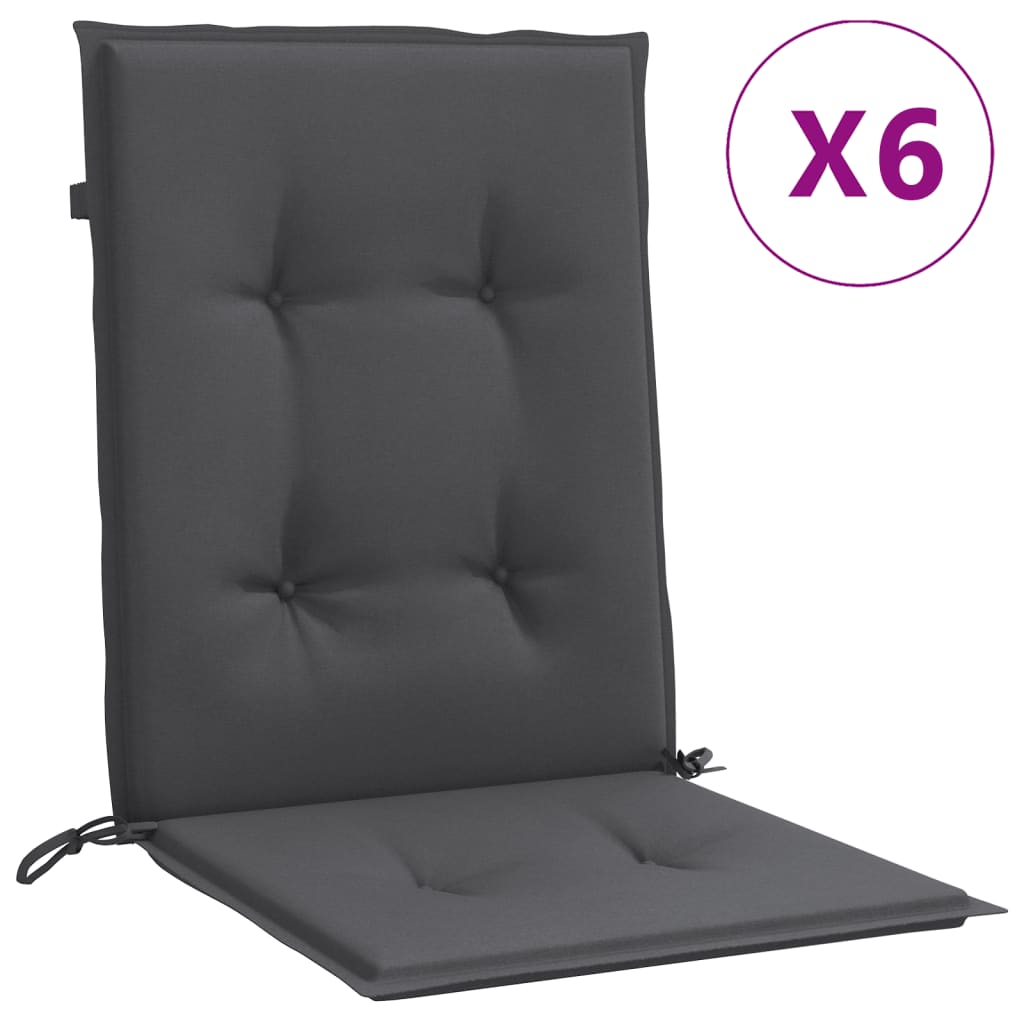 vidaXL Lowback Chair Cushions 6 pcs Melange Anthracite 39.4x19.7x1.6 Fabric