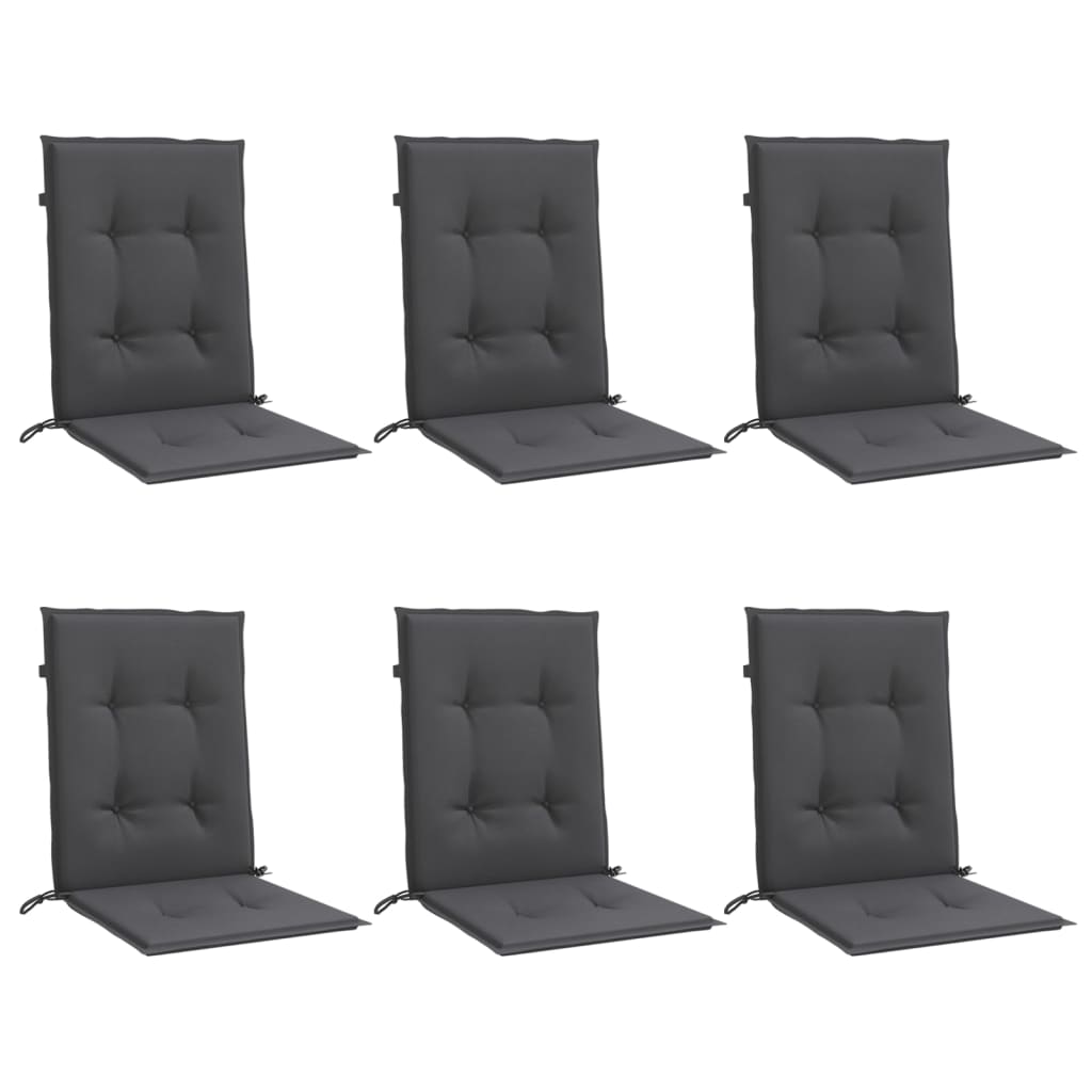 vidaXL Lowback Chair Cushions 6 pcs Melange Anthracite 39.4x19.7x1.6 Fabric
