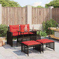vidaXL 4 Piece Patio Sofa Set with Cushions Brown Poly Rattan Glass