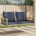 vidaXL Swing Bench with Cushions Gray 42.9x24.4x15.7 Poly Rattan