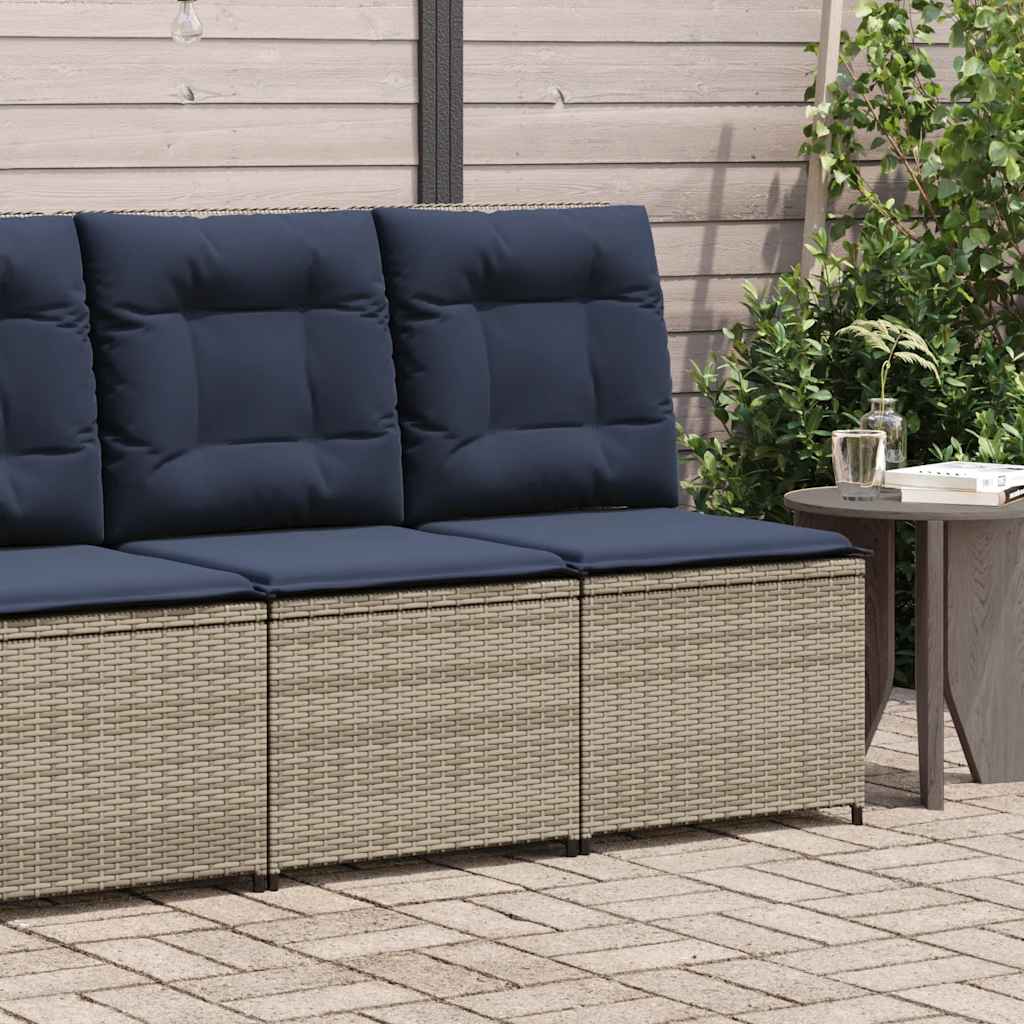 Vidaxl Reclining Patio Sofa With Cushions Gray Poly Rattan -Like New