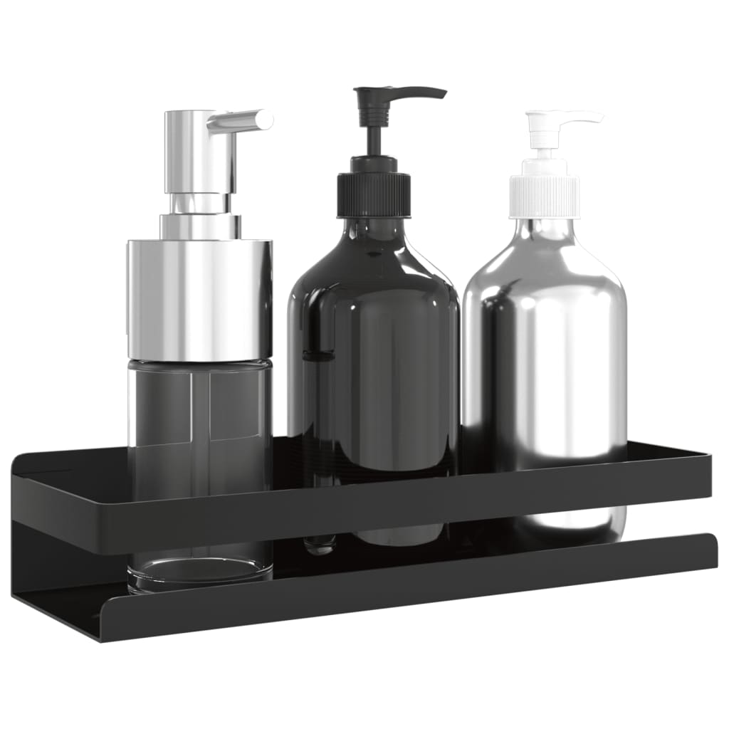 Vidaxl Wall Mounted Shower Shelf - Stainless Steel Caddy, Matt Black, No-Drill/Sticker Or Screw Mounted, 11.8&quot;X3.9&quot;X2.4&quot;