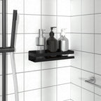 Vidaxl Wall Mounted Shower Shelf - Stainless Steel Caddy, Matt Black, No-Drill/Sticker Or Screw Mounted, 11.8"X3.9"X2.4"