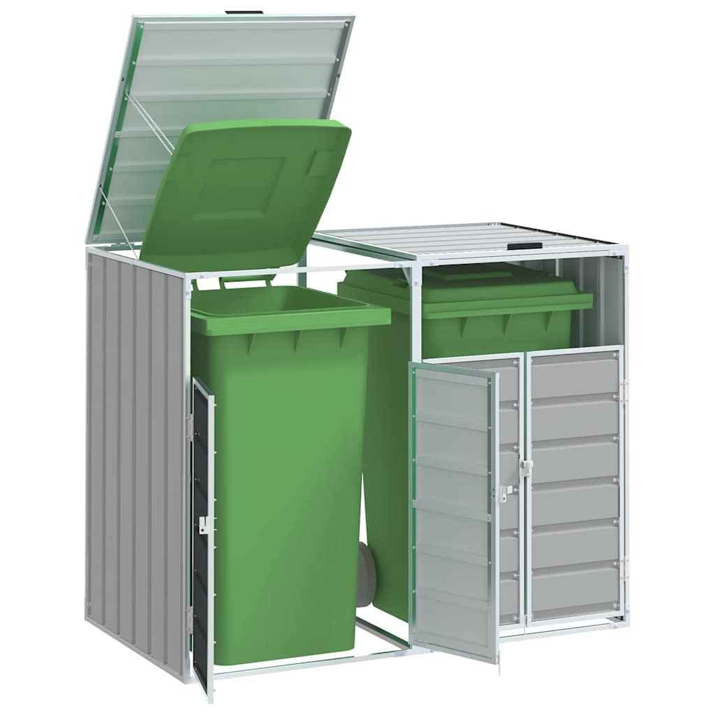 vidaXL Wheelie Bin Storage for Double Bins Gray 56.7x31.9x44.5 Steel