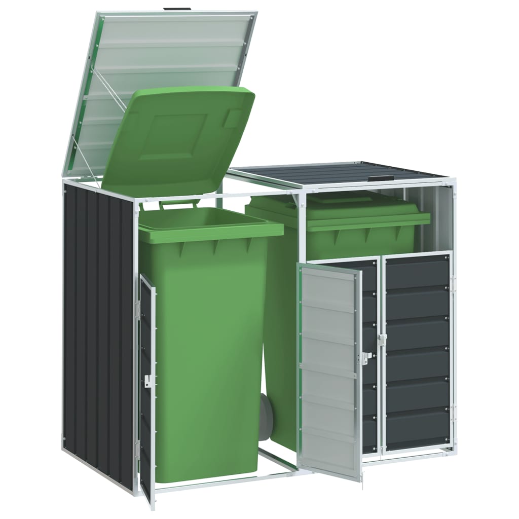 vidaXL Wheelie Bin Storage for Double Bins Anthracite 56.7x31.9x44.5 Steel