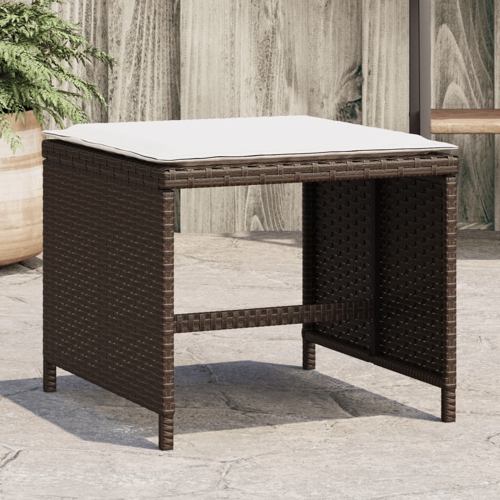 Vidaxl Patio Stools With Cushions 4 Pcs Brown 15.7X15.7X13.8 Poly Rattan