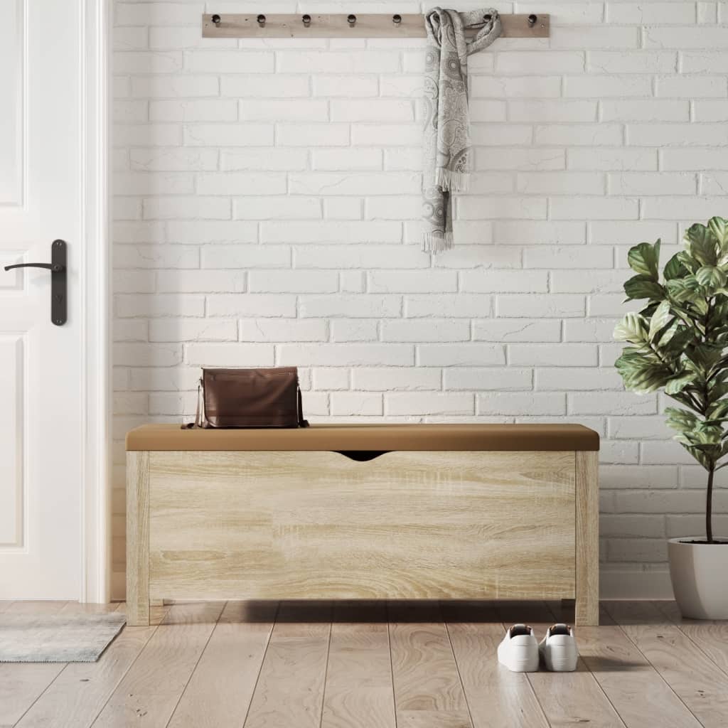 vidaXL Storage Box with Cushion Sonoma Oak 105x40x45 cm