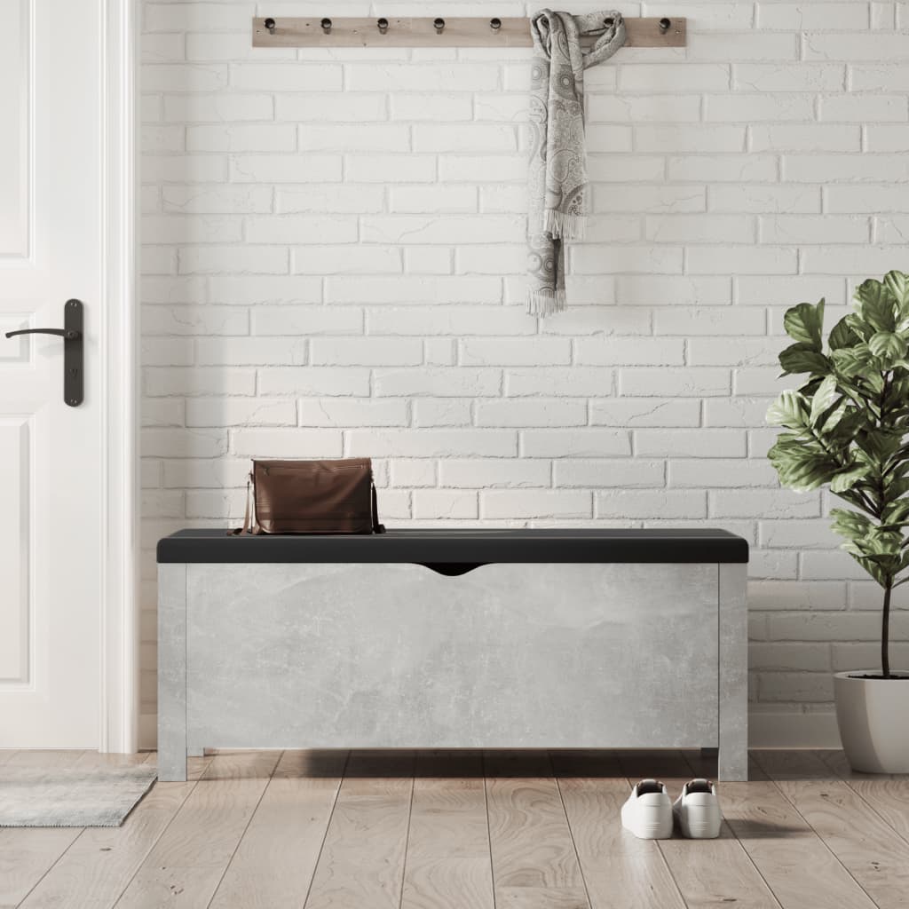 vidaXL Storage Box with Cushion Concrete Grey 105x40x45 cm