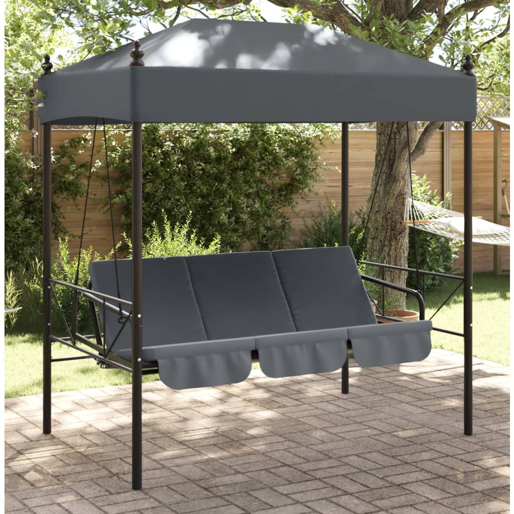Vidaxl Patio Swing Bench With Canopy Dark Graysteel