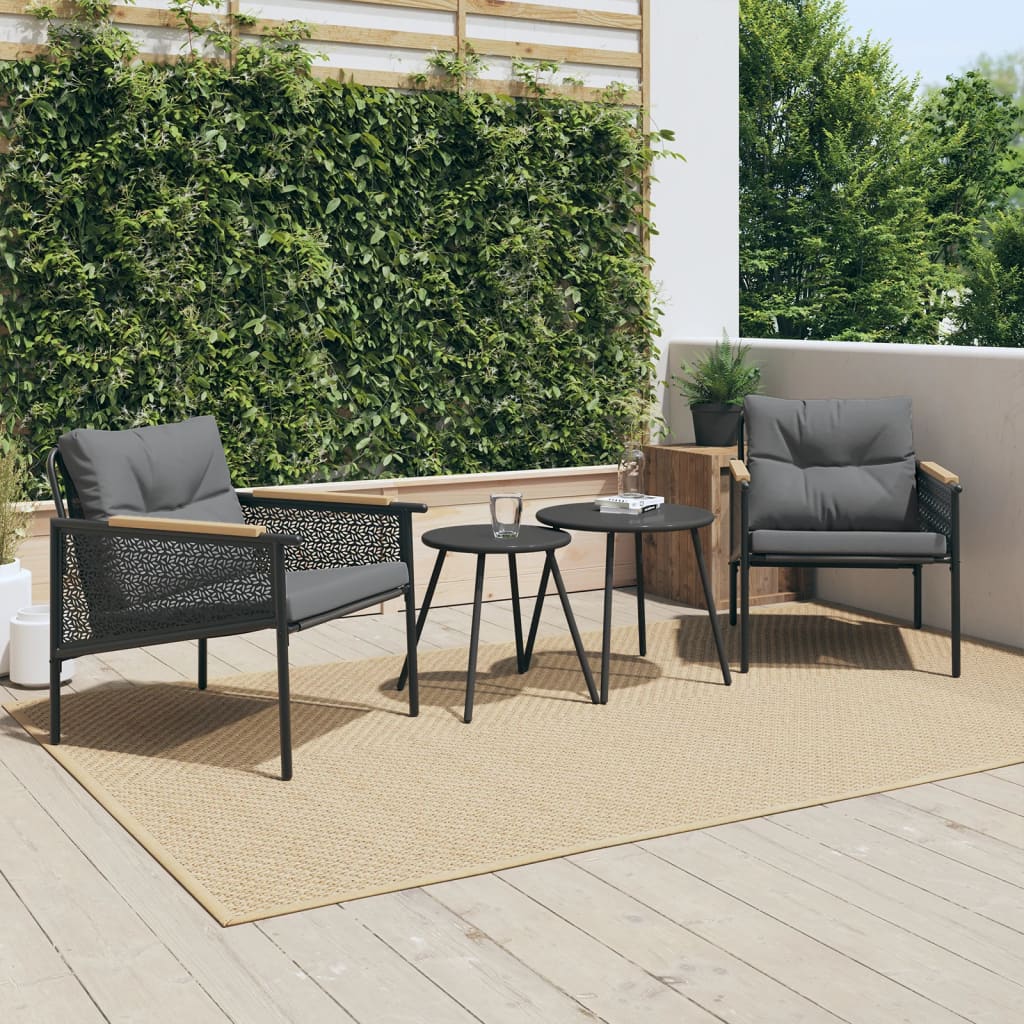 Vidaxl Patio Chairs With Cushions 2 Pcs Black Steel