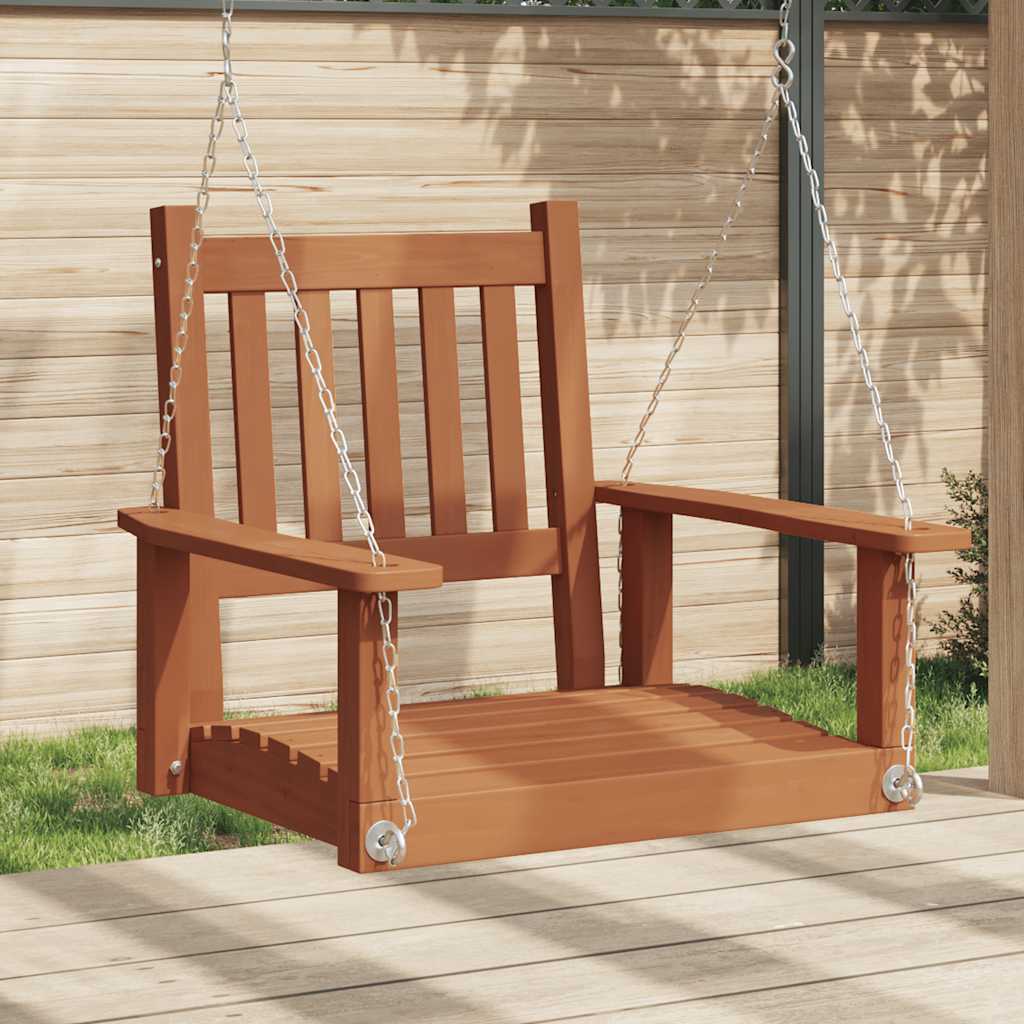 vidaXL Garden Swing Chair Brown Solid Fir Wood, Galvanized Iron Standard