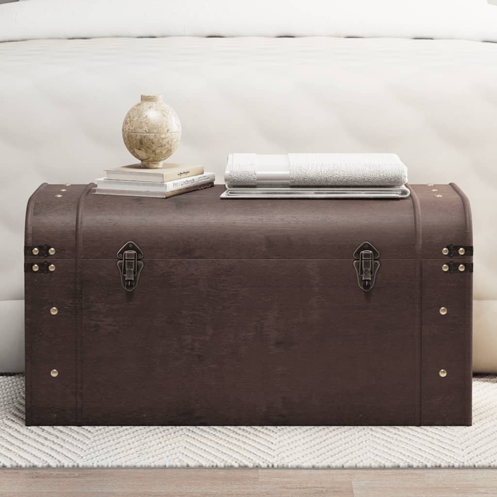 vidaXL Treasure Chest with Latches Dark Brown 31.3x15.6x15.6 Plywood